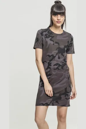 Urban classics Dámské camo triko Šaty tmavé camo