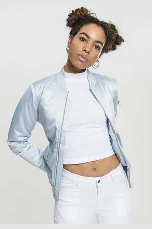 Urban classics Dámská saténová bunda Bomber babyblue