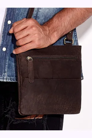 Fashionhunters Pánská tmavě kožená taška s dělenými přihrádkami