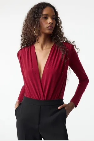 Trendyol Claret Red Stone Knitted Bodysuit
