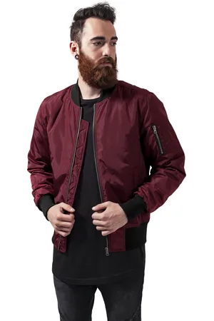 Urban classics Bunda 2-Tone Bomber Jacket vínová/černá