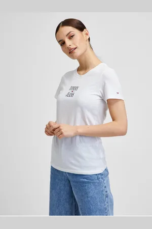 Tommy Hilfiger Bílé dámské tričko Tommy Jeans - Dámské