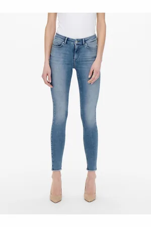 ONLY Modré dámské skinny fit džíny s vyšisovaným efektem Blush - Dámské