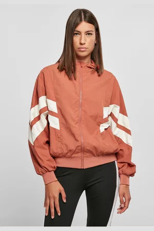 Urban classics Dámská bunda Crinkle Batwing terakota/bílá písková