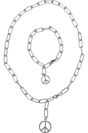 Urban classics Y Chain Peace náhrdelník a náramek - stříbrné barvy