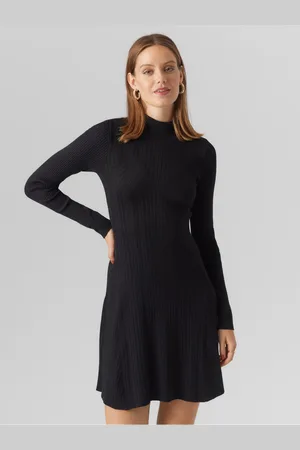 VERO MODA Černé dámské svetrové šaty Sally - Dámské