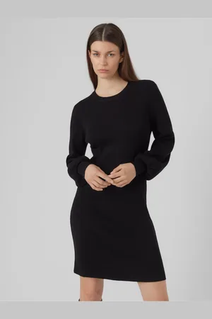 VERO MODA Černé dámské svetrové šaty AWARE by Haya - Dámské
