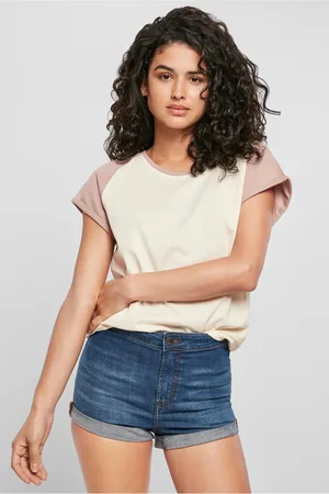 Urban classics Dámské tričko Contrast Raglan smetanové/růžové