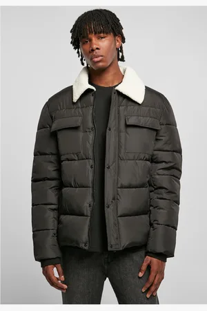 Urban classics Bunda Sherpa Collar Padded Shirt Jacket černá