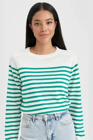 DeFacto Regular Fit Striped Crew Neck Basic Knitwear Sweater