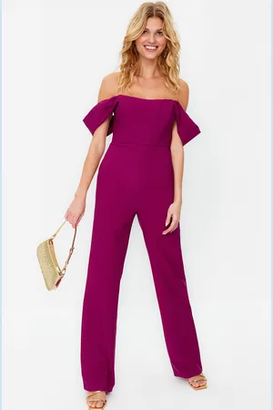 Trendyol Plum Lined Underwire Woven Jumpsuit