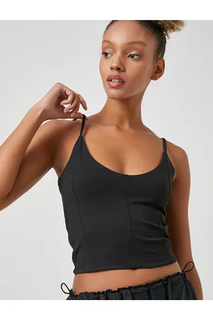 Koton Crop Undershirt Thin Strap U Neck Ribbed