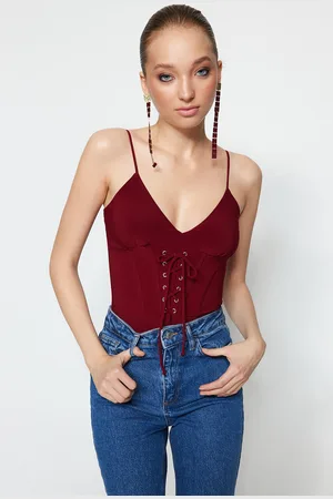 Trendyol Vínově červené pletené body se zapínáním na patentky