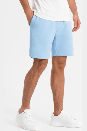 Ombre Clothing Unisex sweat shorts with drawstring waist - blue