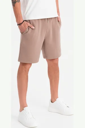 Ombre Clothing Unisex sweat shorts with drawstring waistband - brown