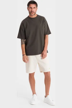 Ombre Clothing Unisex sweat shorts with drawstring waist - cream