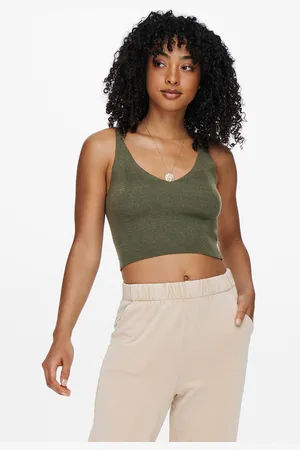 ONLY Khaki cropp top Cozy - Dámské