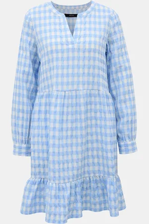 VERO MODA Bílo-modré kostkované šaty Kimi - Dámské