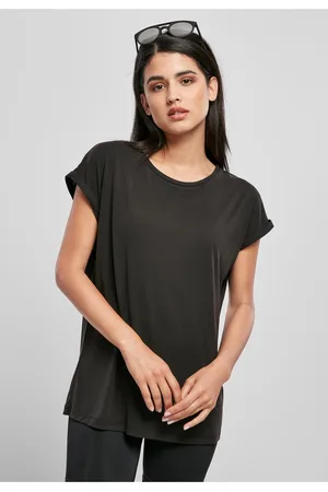 Urban classics Dámské modální tričko s prodlouženým ramenem černé