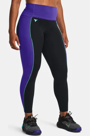 Under Armour Fialovo-černé sportovní legíny Pjt Rck LG Clrblck Ankl Lg