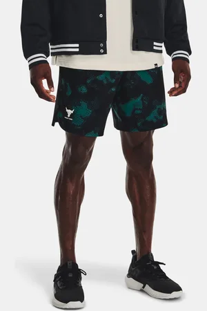 Under Armour Zeleno-černé pánské kraťasy Project Rock Printed Wvn Short