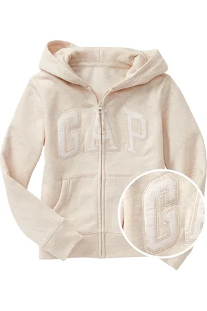 GAP Béžová holčičí mikina Logo zip hoodie in fleece