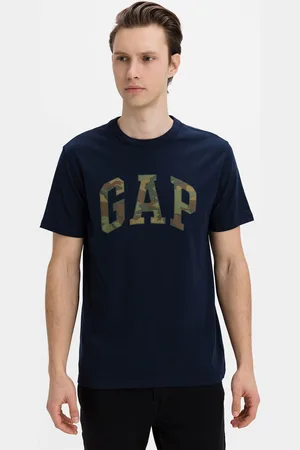 GAP Modré pánské tričko Logo v-ss camo arch tee