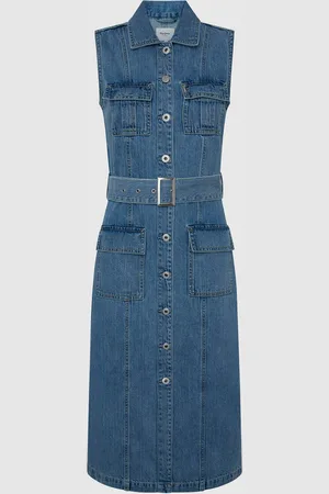 Pepe Jeans Tmavě modré dámské džínové midišaty