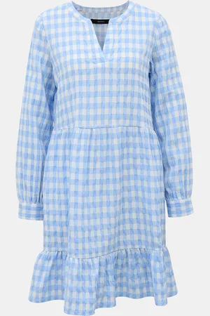 VERO MODA Bílo-modré kostkované šaty Kimi