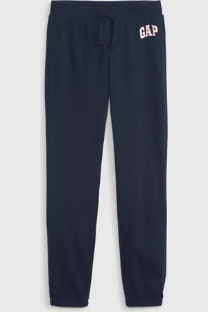 GAP Tmavě modré holčičí tepláky jogger logo french terry