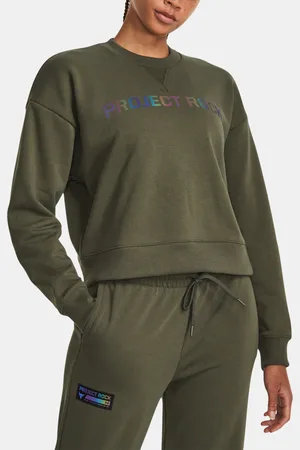 Under Armour Khaki mikina Pjt Rck HW Leg Day Crew