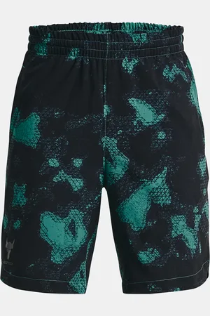 Under Armour Zeleno-černé klučičí kraťasy Project Rock Printed Wvn Short