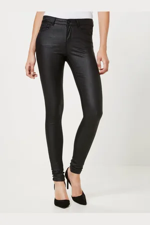 VERO MODA Černé slim fit kalhoty Seven