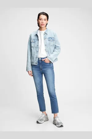 GAP Modré dámské džíny high rise cigarette jeans with secret smoothing pockets with W