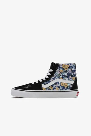 Vans Modro-černé dámské vzorované kotníkové tenisky se semišovými detaily - Dámské
