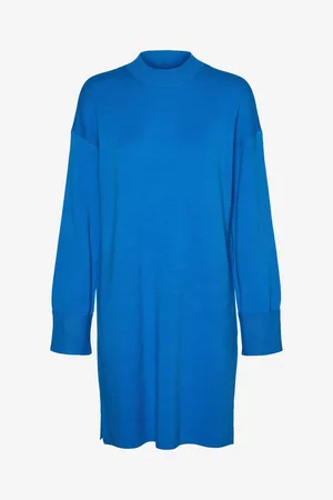 VERO MODA Modré dámské svetrové šaty Goldneedle - Dámské