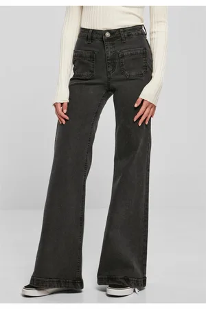 Urban classics Dámské Vintage džíny Flared Denim - černé