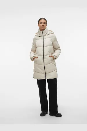VERO MODA Krémový dámský zimní prošívaný kabát Halsey - Dámské