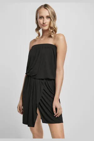 Urban classics Dámské krátké bandeau šaty z viskózy černé