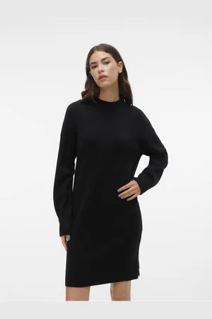 VERO MODA Černé dámské svetrové šaty Goldneedle - Dámské