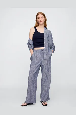 GAP Lněné kalhoty Wide-leg - Dámské