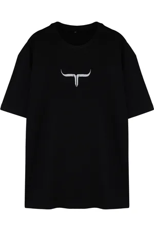 Trendyol Plus Size Black Oversize/Wide Cut Printed 100% Cotton T-Shirt