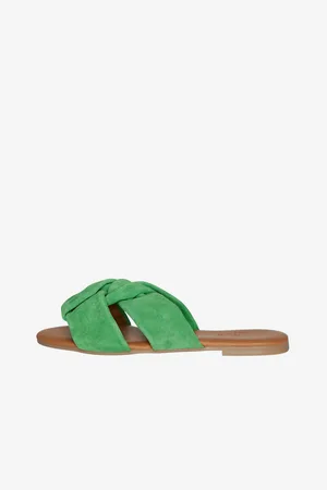 Pieces® Zelené dámské semišové pantofle Visana - Dámské
