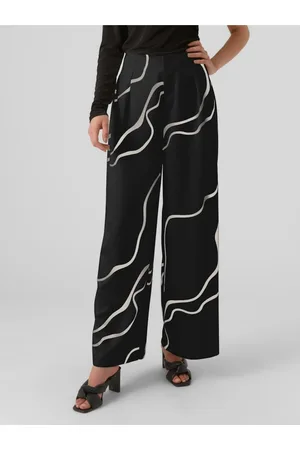 VERO MODA Černé dámské vzorované kalhoty Merle - Dámské
