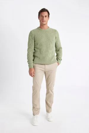 DeFacto Canvas Chino Pants Standard Fit 4 Pocket Cotton Flexible Straight Leg