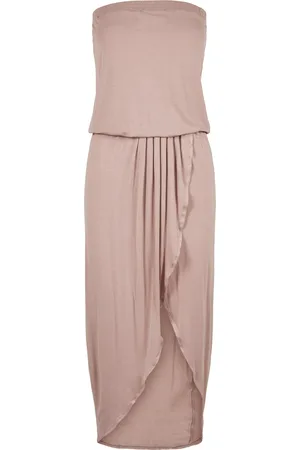Urban classics Dámské šaty Bandeau pudrová růžová