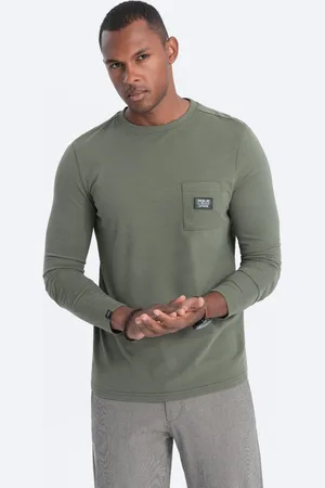 Ombre Clothing Pánské tričko s dlouhým rukávem a kapsou