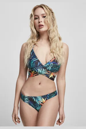 Urban classics Dámské bikiny se vzorem vriesea černé