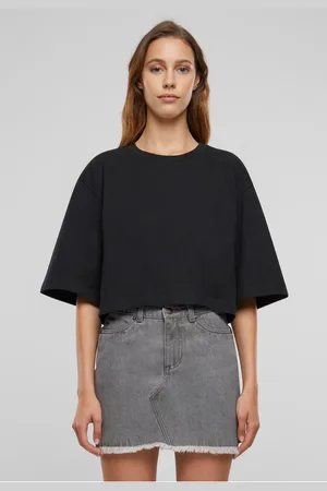 Urban classics Dámské tričko Heavy Organic Oversized Cropped černé