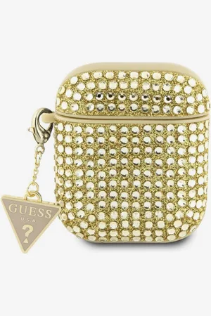 Guess Rhinestones Triangle Metal Logo AirPods 1/2 Gold Obal